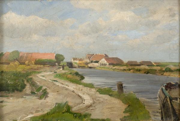 Eugen Ducker Village near canal china oil painting image